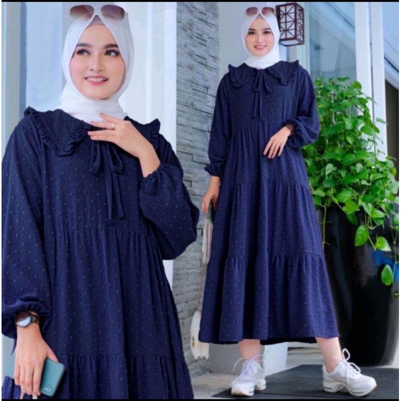 Zulfa Midi Dress Tunik Crinkle Uragiri LD110cm