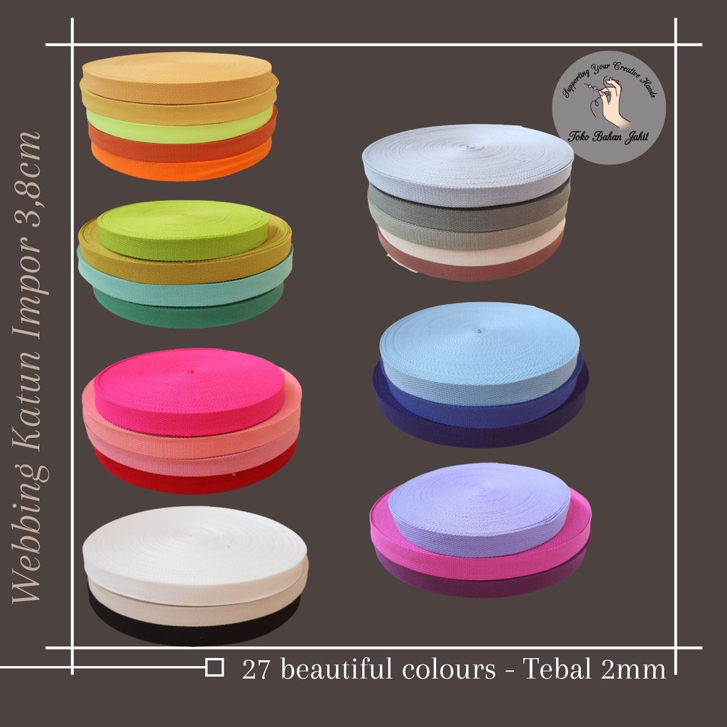 (2)Webbing Katun 3,8 cm (per 5m) Tebal 2mm | Part2