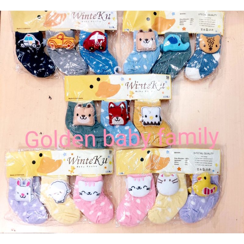 WINTEKU Kaos Kaki Boneka Bayi Anak 0-6bulan 1 set 3 pasang