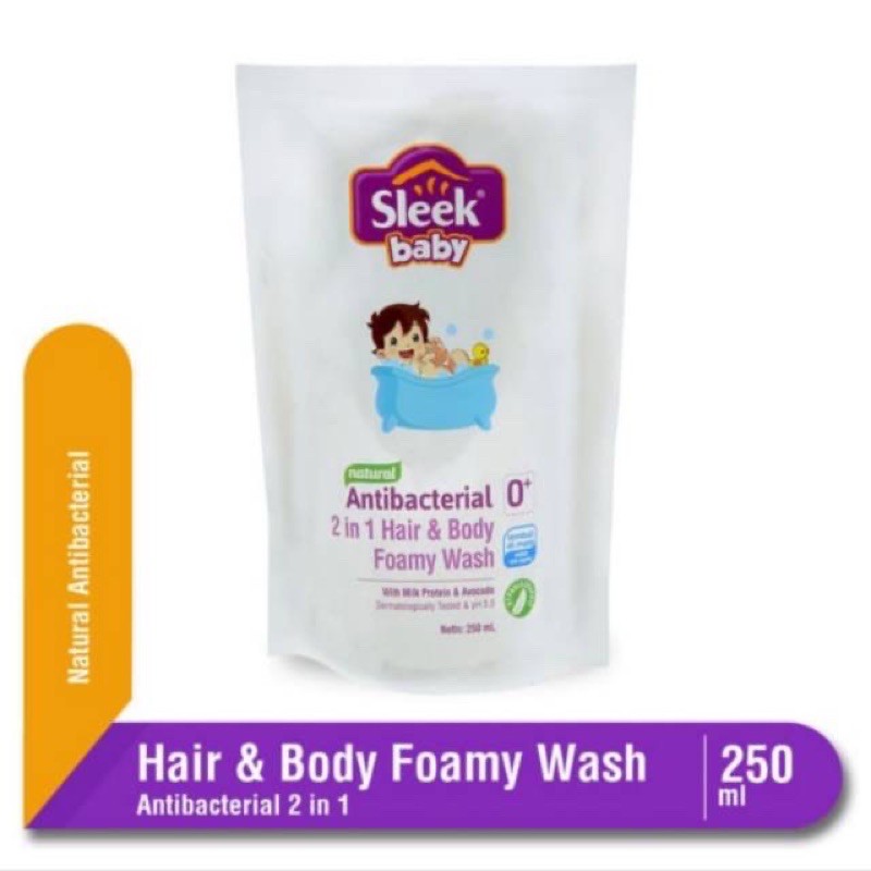SLEEK BABY Natural Antibacterial 2 In 1 Hair and Body Foamy Wash  Refill 250 Ml
