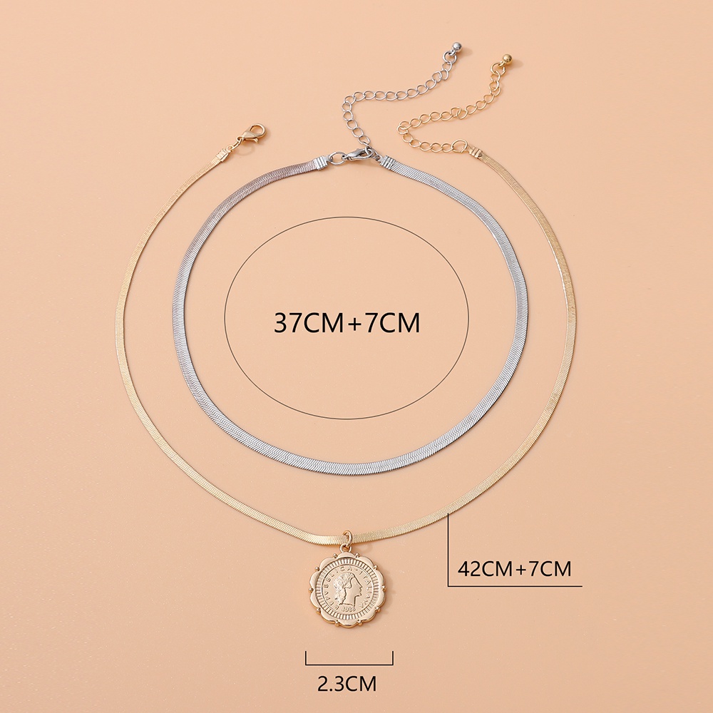 2pcs / set Kalung Rantai Ular Multilayer Gaya retro boho Untuk Wanita