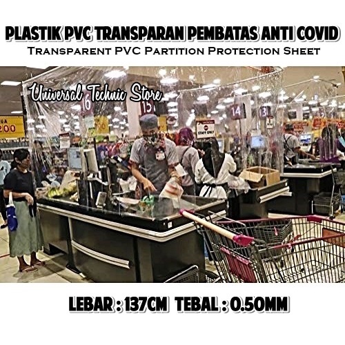 Plastik Mika PVC Transparan Bening Partisi Sekat Covid 137cm 0.50mm