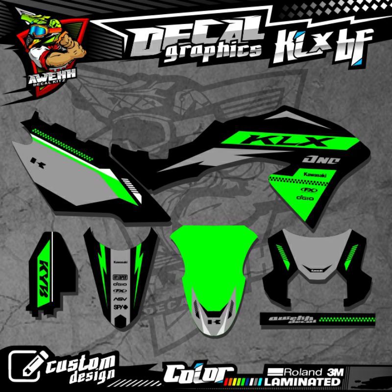 DECAL KLX BF KLX 150 BF KLX 150 DTRACKER HIJAU SILVER