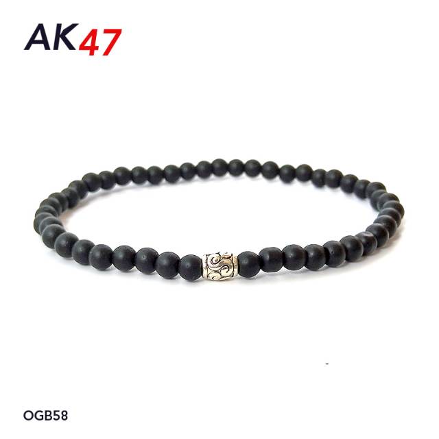AK47 Gelang Batu Elastis Asli Onyx Matte 4mm