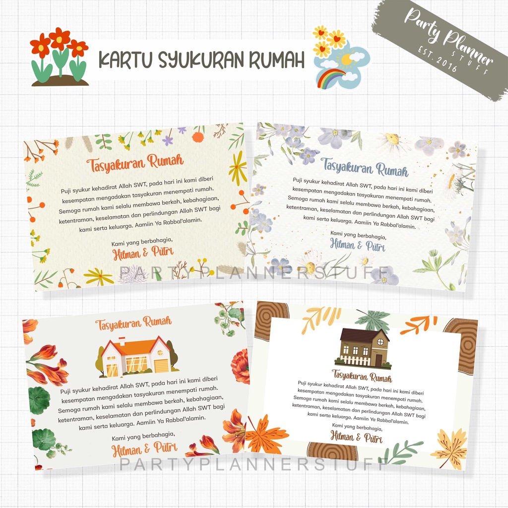 Jual Kartu / stiker tasyakuran rumah / custom stiker atau kartu