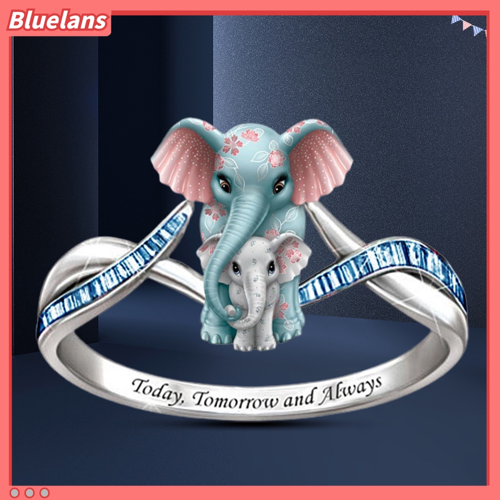 Cincin Desain Kartun Gajah Bahan Alloy Untuk Wanita