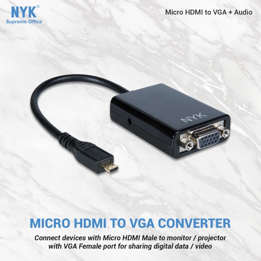 NYK Micro HDMI Plug To VGA Socket Video Cable