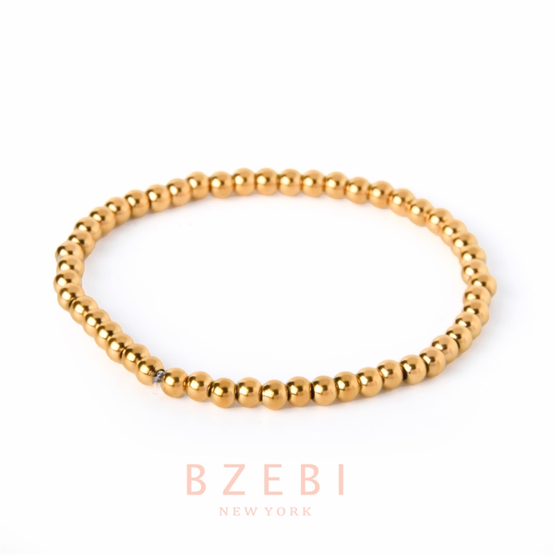 Gelang Manik-Manik Bahan Titanium Steel 18k Gold 970b Gaya Korea Untuk Wanita