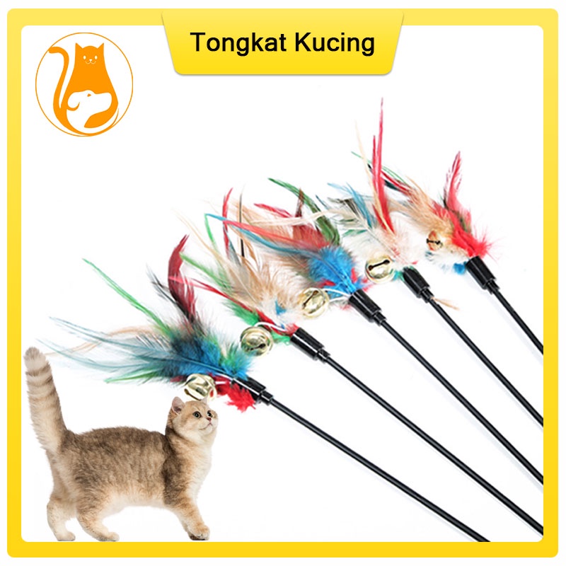 Tongkat Kucing Mainan Kucing Cat Teaser Cat Toys Stick Mainan Kucing bulu Lonceng Krincing