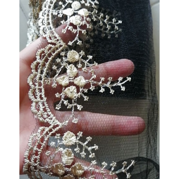 renda bordir tile pinggiran salur lebar 9 cm (harga per meter)