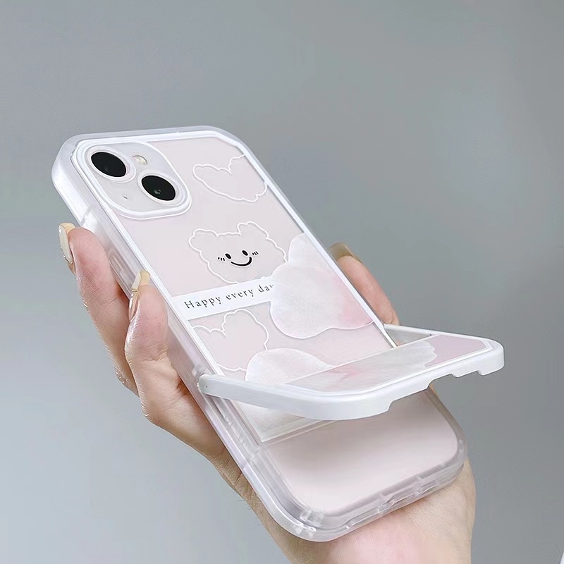 Soft Case TPU Transparan Dengan Bracket Untuk iPhone 12 13 Se 2020 6 6S 7 8 Plus X XS XR 11 Pro Max