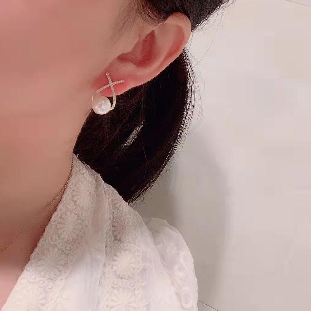 Mxbeauty Mutiara Menjuntai Anting-Anting Indah Sederhana Perempuan Berlian Gadis Aksesoris Telinga Wanita Stud Earrings