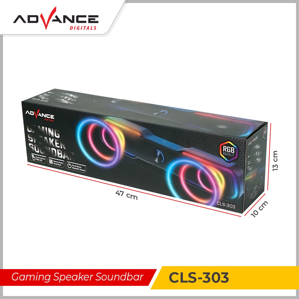 【READY STOCK】ADVANCE CLS-303 Gaming Speaker Soundbar RGB Backlit Touch Lamp Garansi Resmi 1 tahun