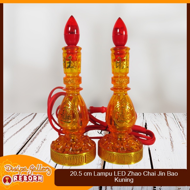 Lampu Sembahyang Altar Kuning LED Zhao Chai Jin Bao 20,5cm