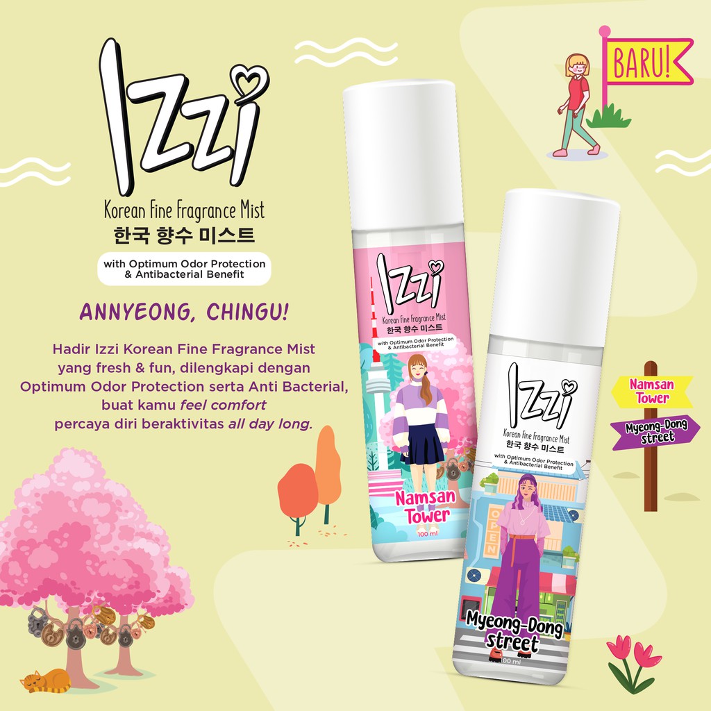 ★ BB ★ IZZI Korean Gel Cologne - Fine Fragrance Mist 100ml | Parfum Wanita - Myeongdong Street - Namsan Tower