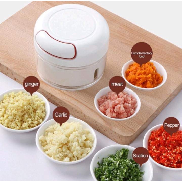 Mini Food Chopper Blender Tarik Tangan Manual Penghalus Bumbu