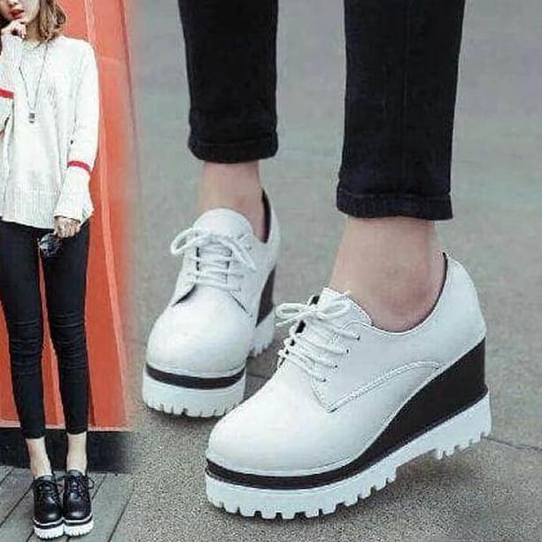 ♢ Sepatu Boots Wanita Semi Hak Putih PB02 - Tinggi Hak 8cm Bahan Sintetis(kain pelangi) B1W9 ✪