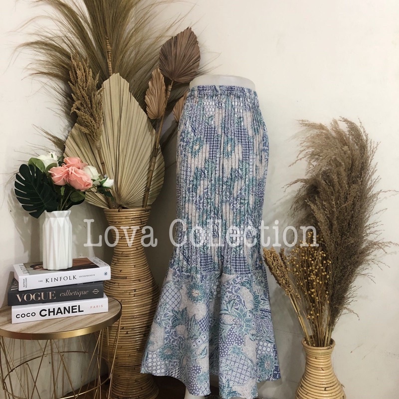 ROK BATIK DUYUNG PLISKET-Mojang Biru