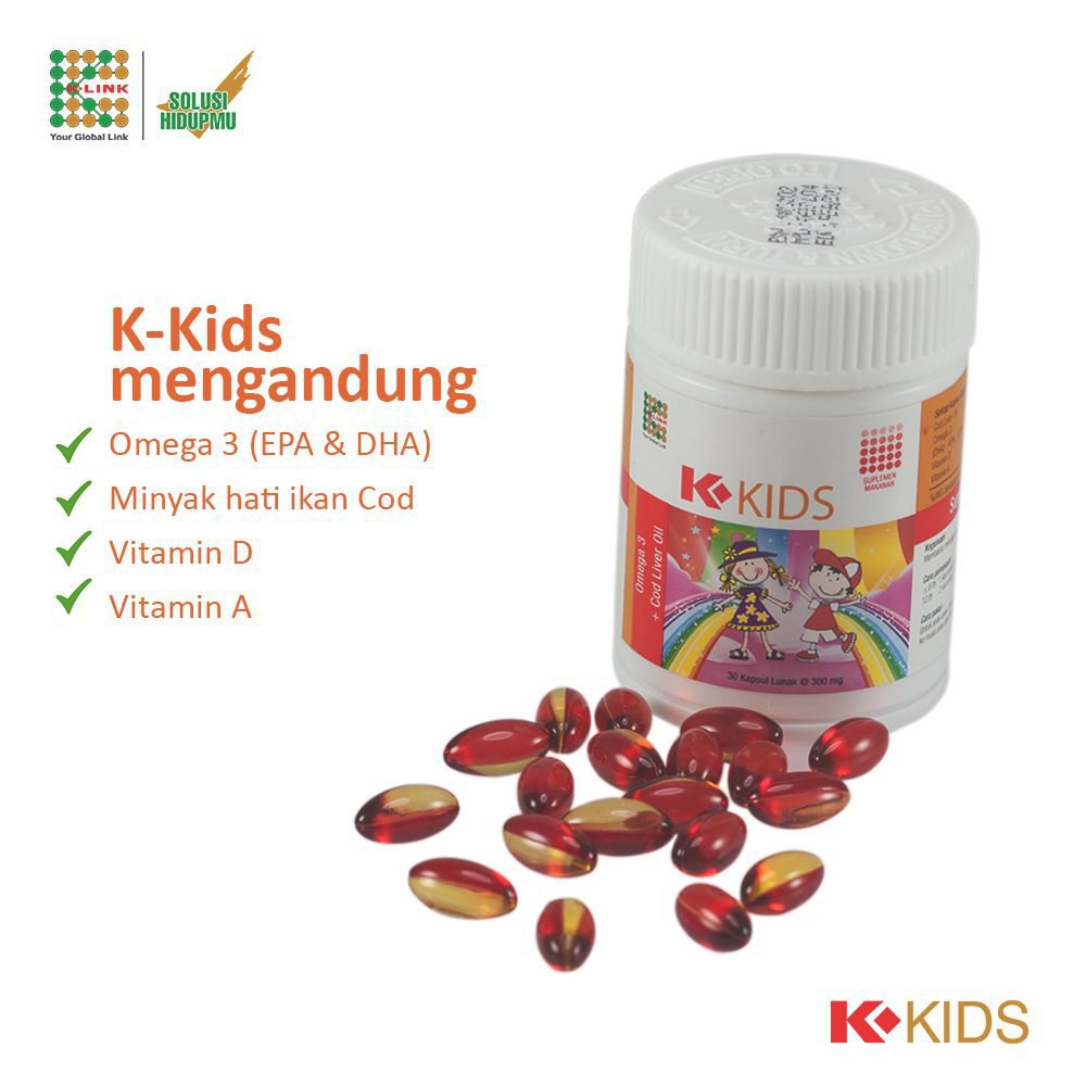 K-KIDS Omega 3 - Minyak Ikan Anak Fish Oil (30 Softgel) | Papul Lifestyle - Original K-Link