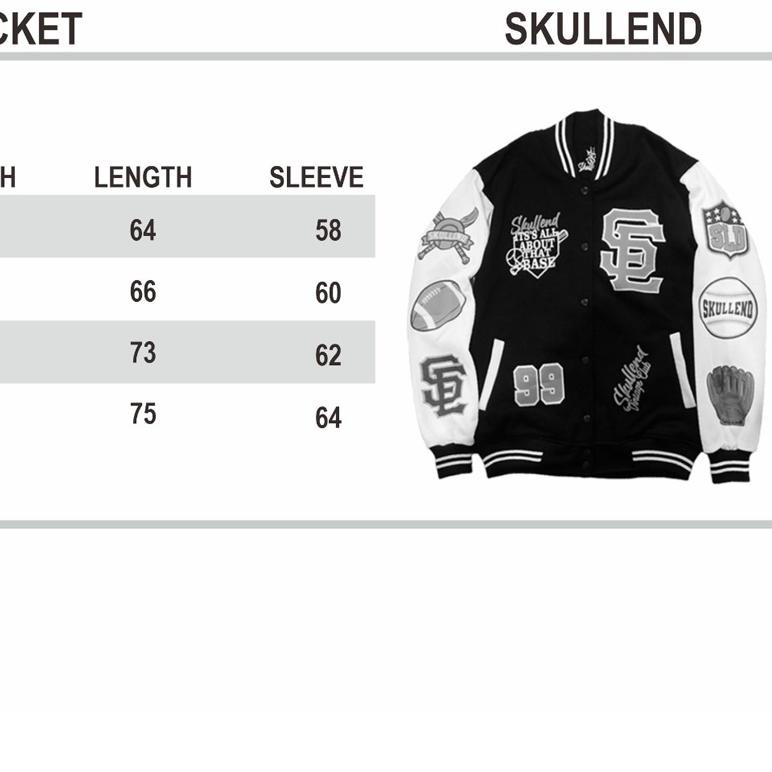 ➭ SKULLEND Jaket Varsity Baseball Pria Wanita - Varsity Jacket Vintage Baseball Oversize Jumbo Origi