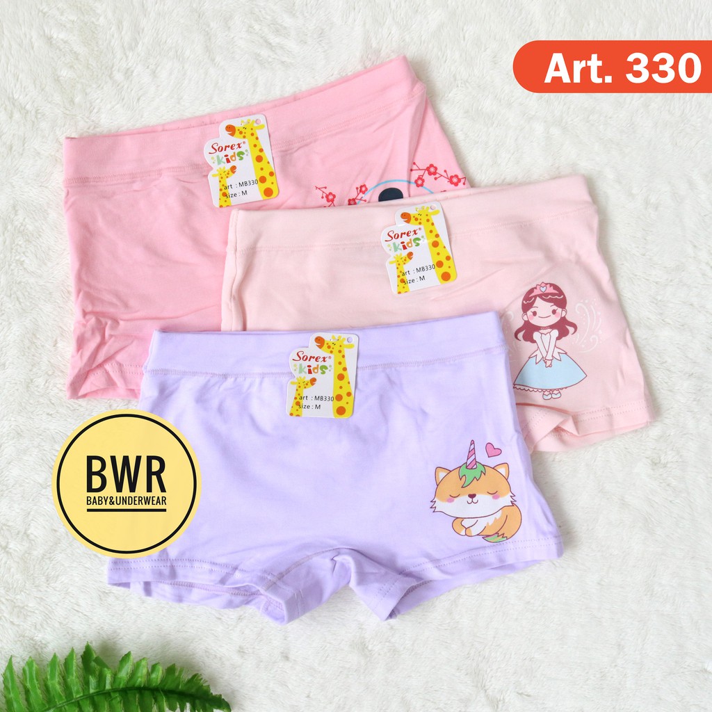 CD Boxer Sorex Kids MB 330 GIrl / CD Anak Perempuan Boxer Motif Princess &amp; Pat Mb330 | Bwr