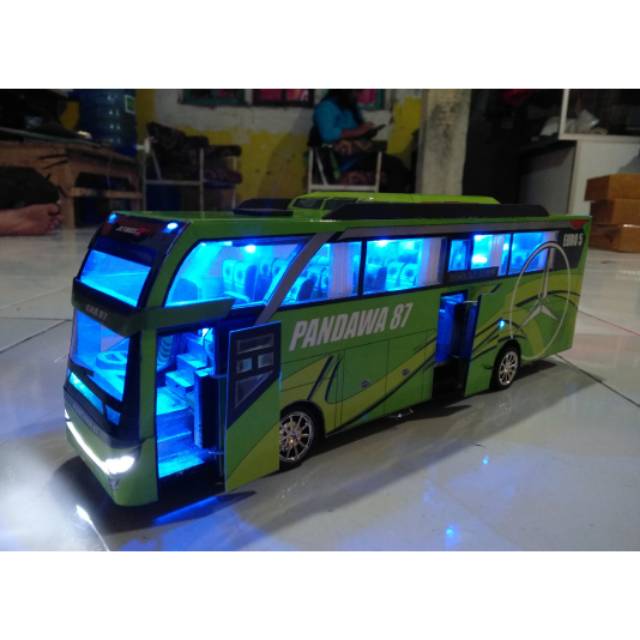 Miniatur bus pandawa remote full lampuan