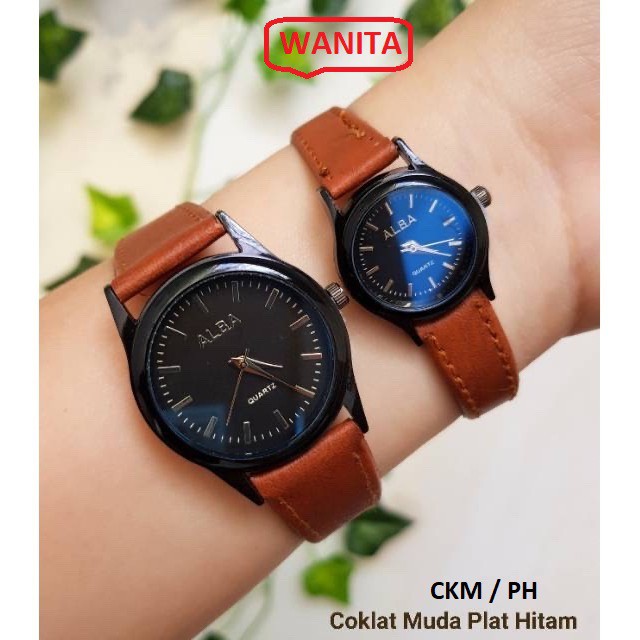 WBS ✅COD JAM TANGAN COUPLE ALBA VINTAGE CASUAL GROSIR IMPORT KULIT PREMIUM ANALOG PRIA WANITA PASANGAN TERBARU ANAK REMAJA MURAH PREMIUM AL008 /C9/C10-CKM /PH / BODY BLACK
