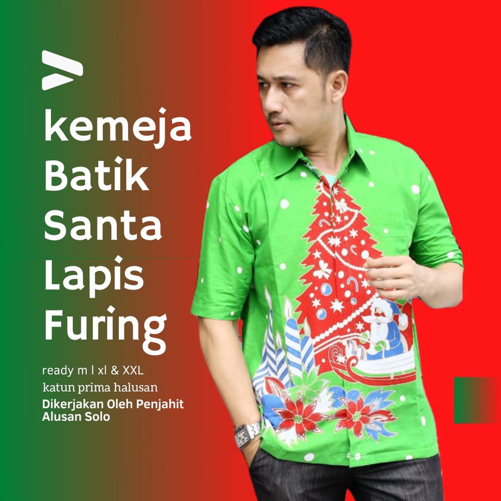 Dress  natal santa katun ori batik solo bisa seragaman dan custom size