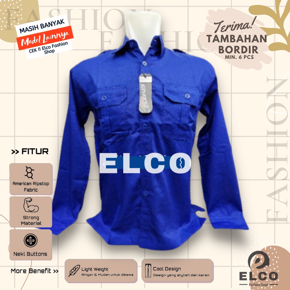 Seragam kemeja baju kerja biru putih navy hitam hijau merah abu baju pdh pangkat kantor promosi even