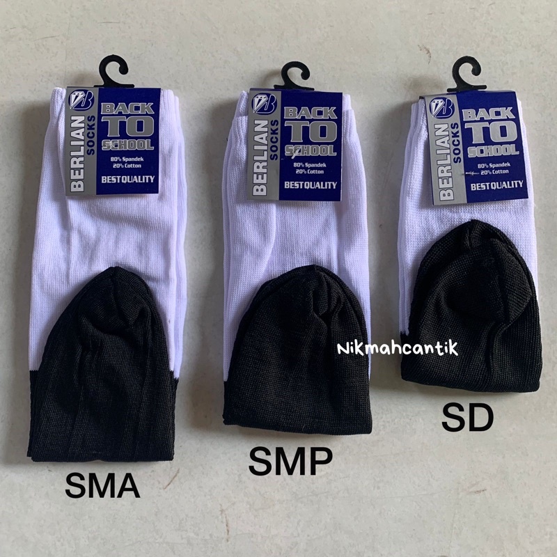 Kaos kaki anak sekolah hitam putih