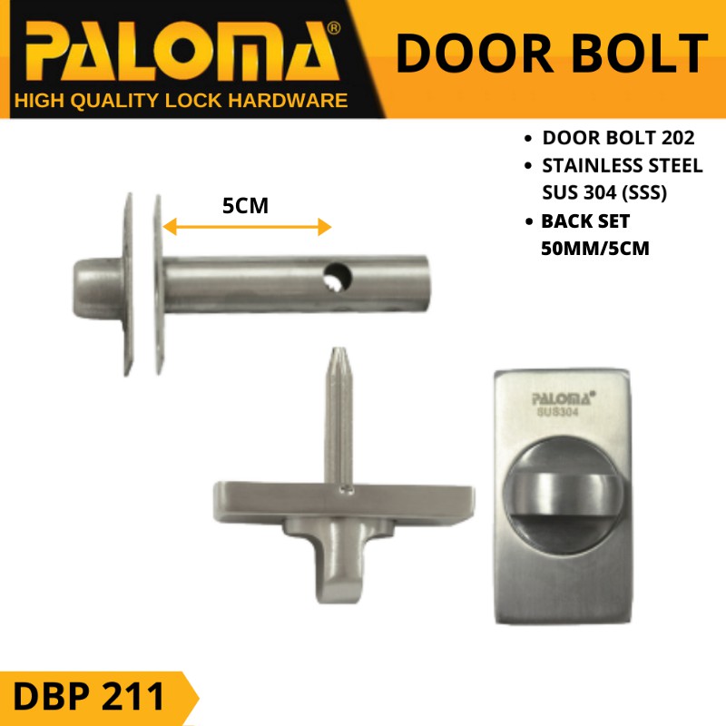 PALOMA DBP 211 DOOR BOLT GRENDEL PUTAR SLOT KUNCI TAMBAHAN STAINLESS