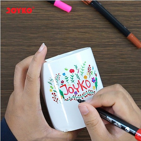 ( Set 12 Warna ) JOYKO COLOR MARKER PEN 2 TIP - PERMANEN 2 MATA PEN - SPIDOL COLOR PERMANENT MARKER DUAL TIPS OIL BASED PMC-27