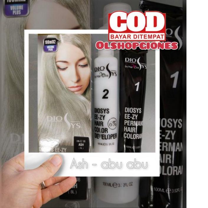 ❊ Cat Rambut Diosys ASH abu abu ( cat 100ml + Oxydant 100ml) hair soColor developer bleaching grey ❋