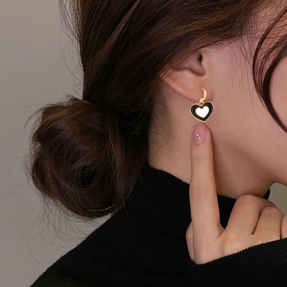 R-bunga Anting Gantung Wanita Enamel Fashion Juntai Huggie Hoop