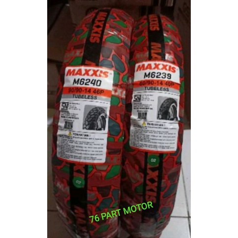 PAKET BAN TUBELESS MAXXIS CROSS 80/90 .14 &amp; 90/90 .14 FREE PENTIL