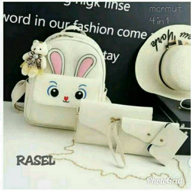 Fashion ransel 4in1 pinokio raselrabbit/fashion wanita /tas ransel 1set murah