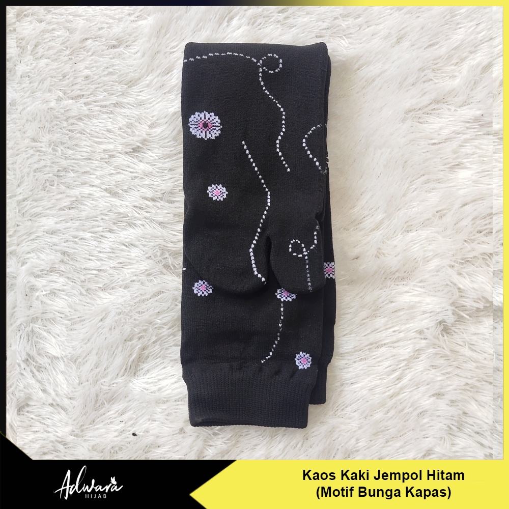 ADWARA HIJAB Kaos Kaki Jempol Warna Hitam Series / Kaos Kaki Panjang Wanita Muslimah Motif