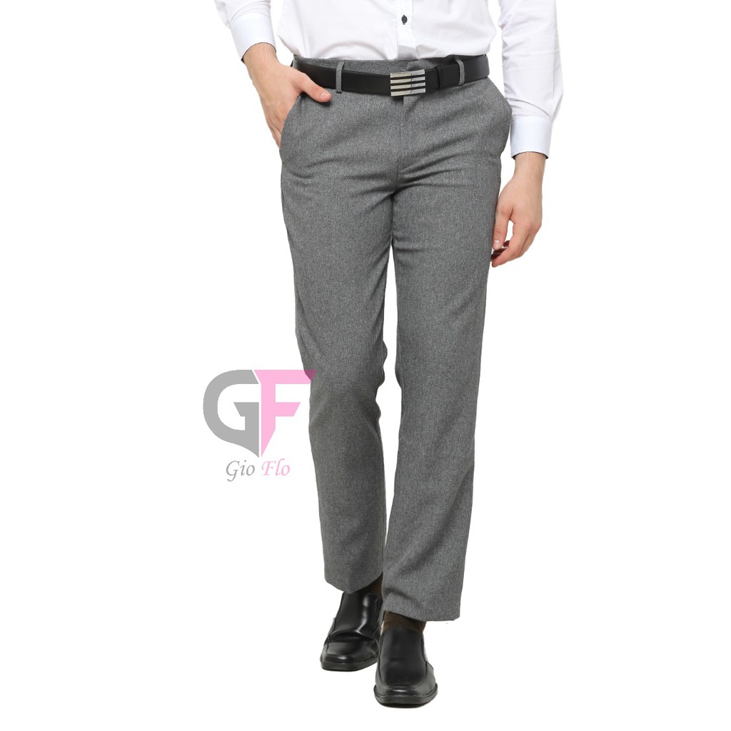 GIOFLO Celana Kerja Slim Fit Polos Formal Terbaru Pria Abu / CLN 1176