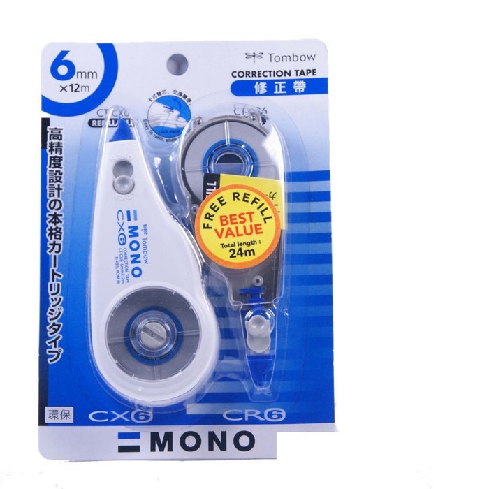 

Tip-Ex Kertas / Correction Tape Kertas MONO CT-CXCR + Refill TOMBOW - Hijau