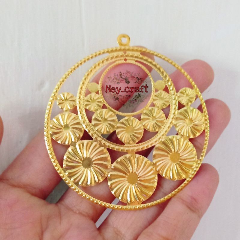 Lempengan gold bulat bunga tetes / lempeng variasi besi gold bunga / lempeng besi tetes gold siku su