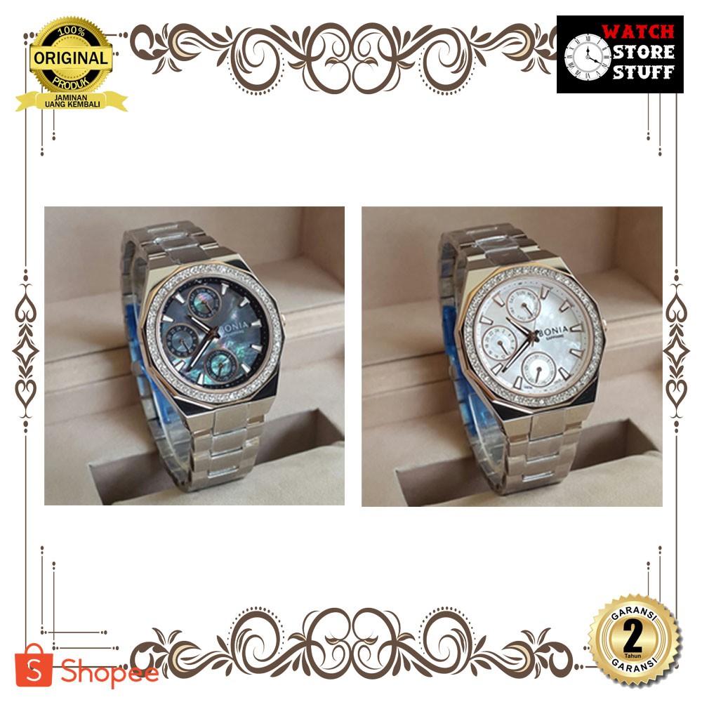 JAM TANGAN PRIA WANITA | RANTAI | KULIT | KARET | MURAH | BONIA FOR LADIES INCLUDE BOX ORI SILVER ST