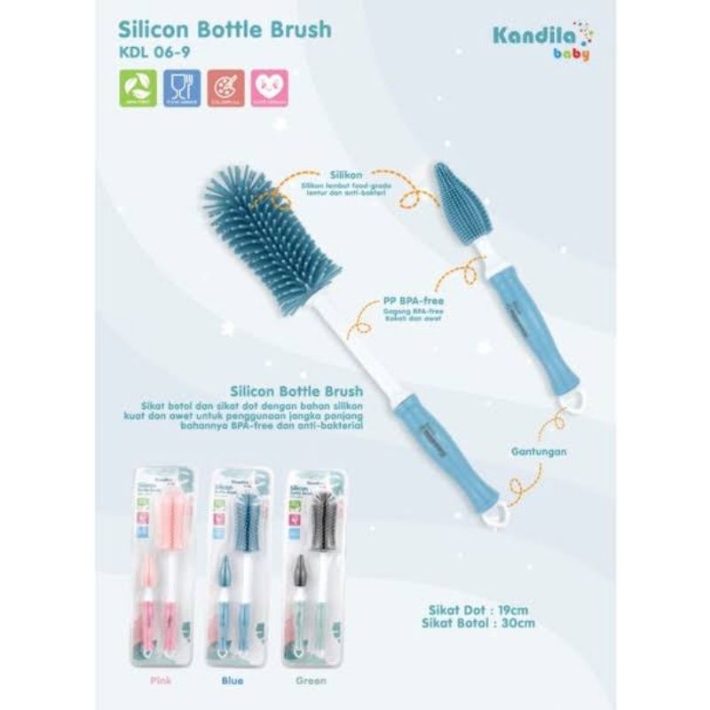 Kandila Baby Bottle &amp; Nipple Brush Clamp Silicone  - Kandila Sikat Botol &amp; Dot Bayi + Penjepit - Sikat Botol Bayi 3in1 Silikon KDL06-1 KDL06-2 Kdl06-4 KDL06-5 Kdl06-7 KDL06-9 KDL06-10