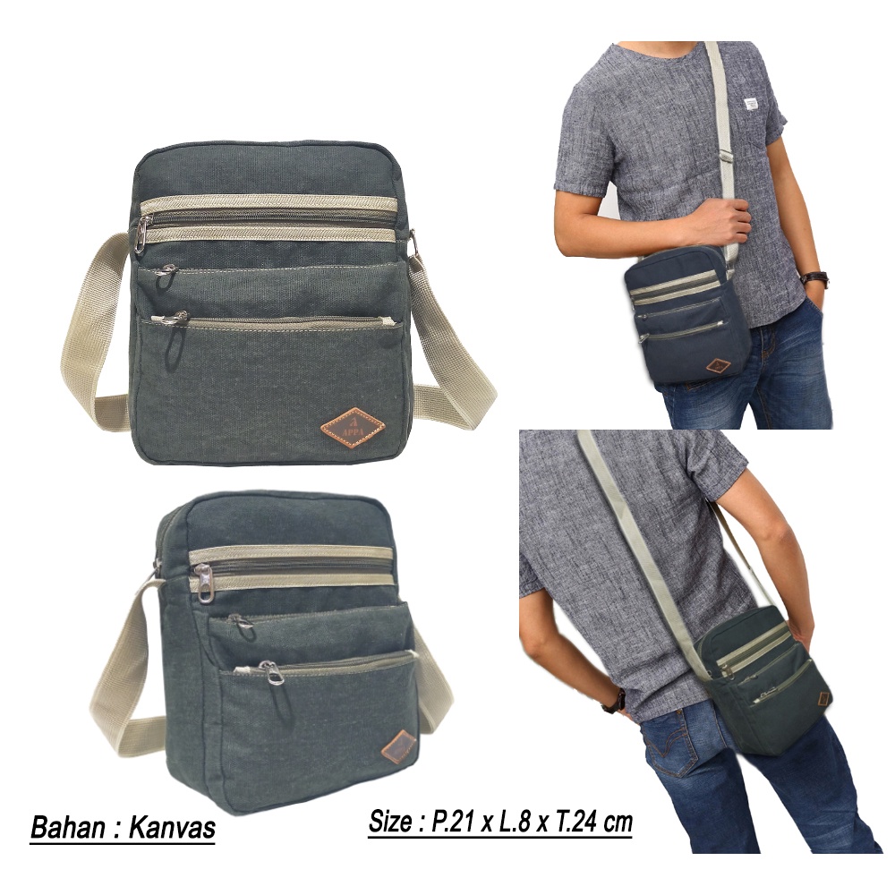 Tas Slempang Kanvas Pria Wanita Slingbag Vintage