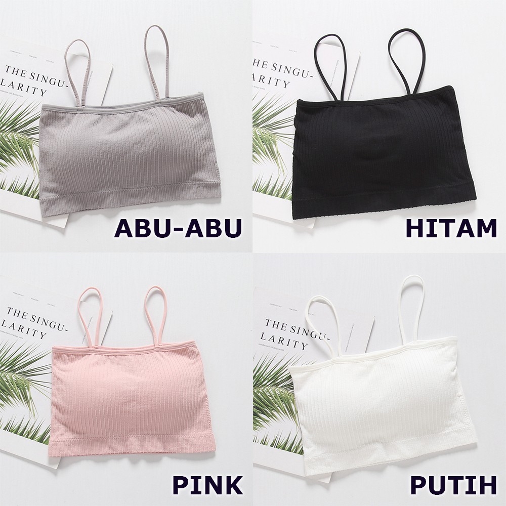 GO! BR006 Bra Garis polos wanita TANK TOP tanpa kawat bahan halus BH cewek TANKTOP simple import COD