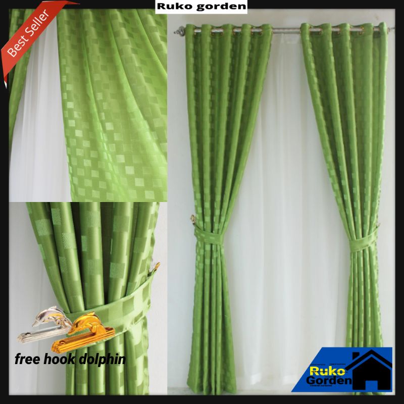 Korden Polos Tirai Jendela Kamar Gorden Pintu Smokring 10 lubang lebar 120 Tinggi 200