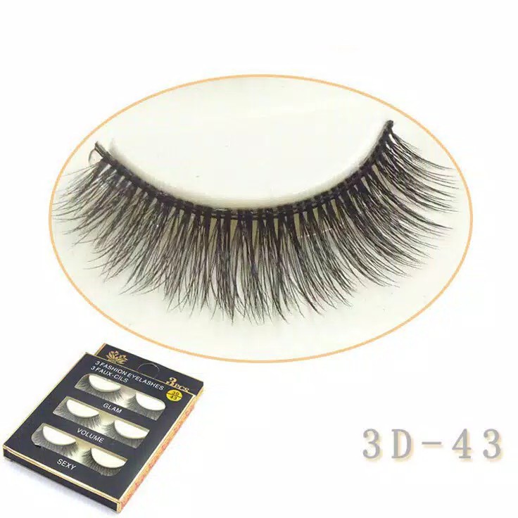 Bulu Mata Palsu 3D 3 Pasang Tebal Natural Lembut Panjang Eyelash Thick