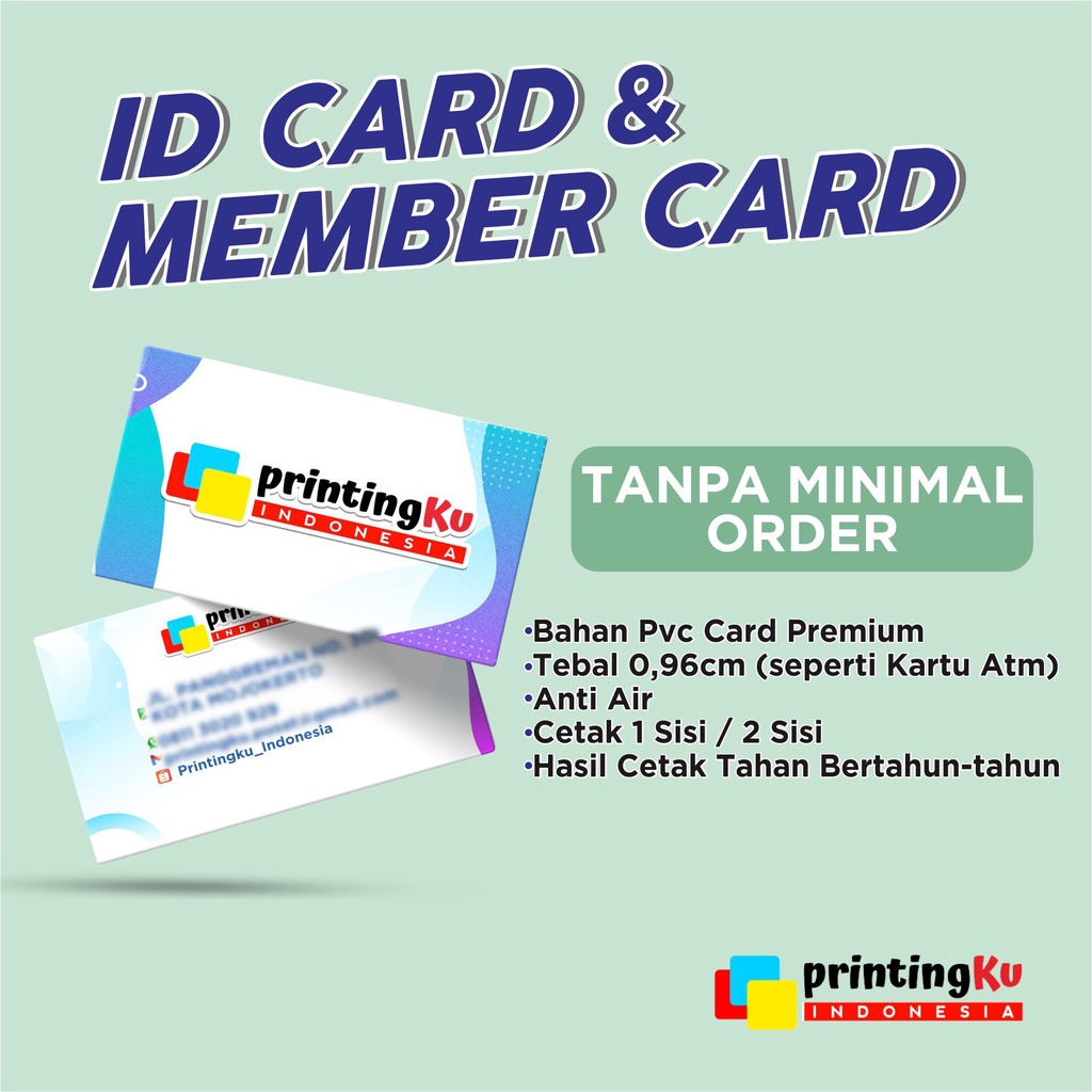 

ID CARD BAHAN PVC PREMIUM/KARTU MEMBER/KARTU ANGGOTA/TANPA MINIMAL ORDER/FREE DESAIN