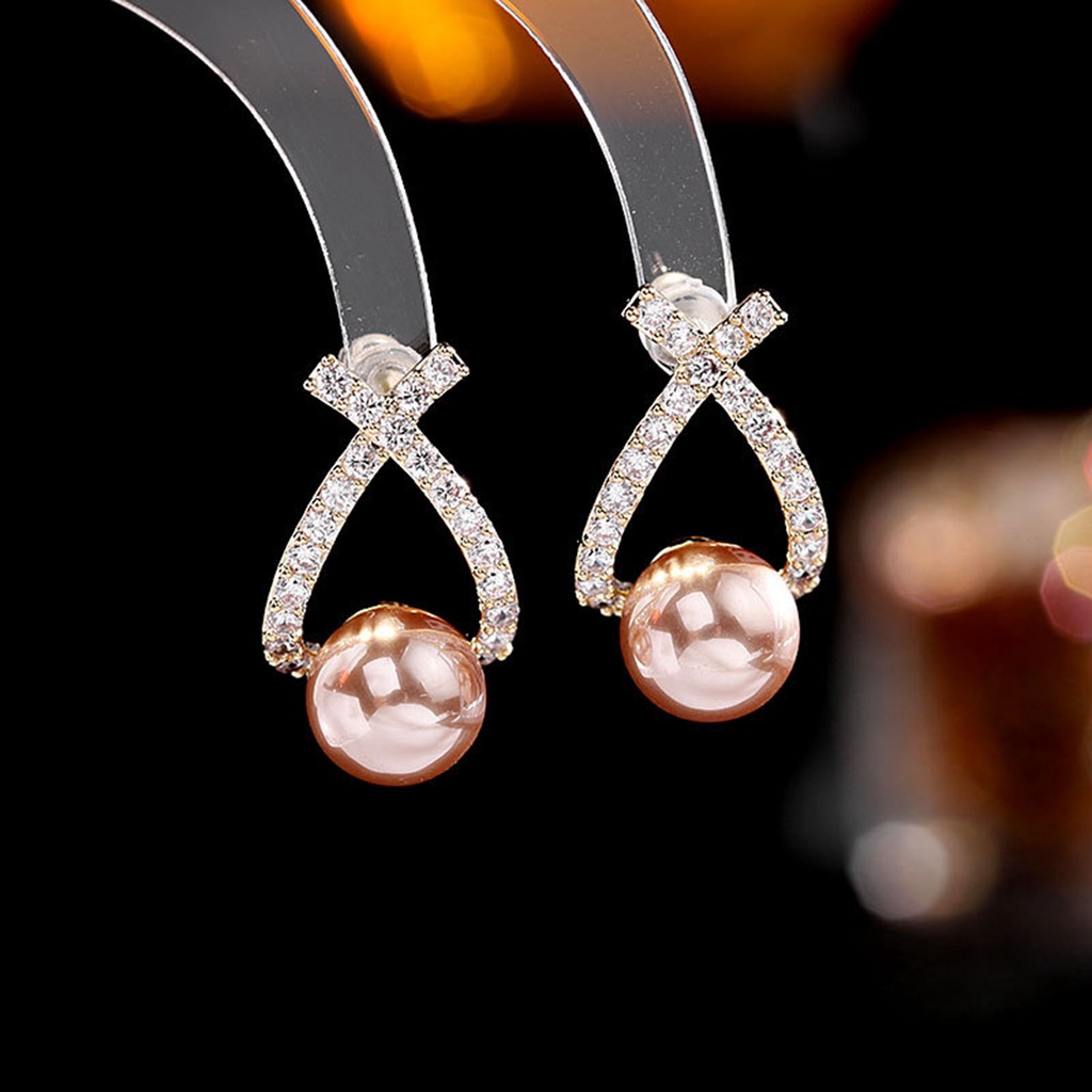 Hu Hu Hu Hu Hu Alat Bantu Pasang Kacamata♡ Anting Stud Bentuk Salib Aksen Berlian Imitasi Tahan Lama Untuk Wanita