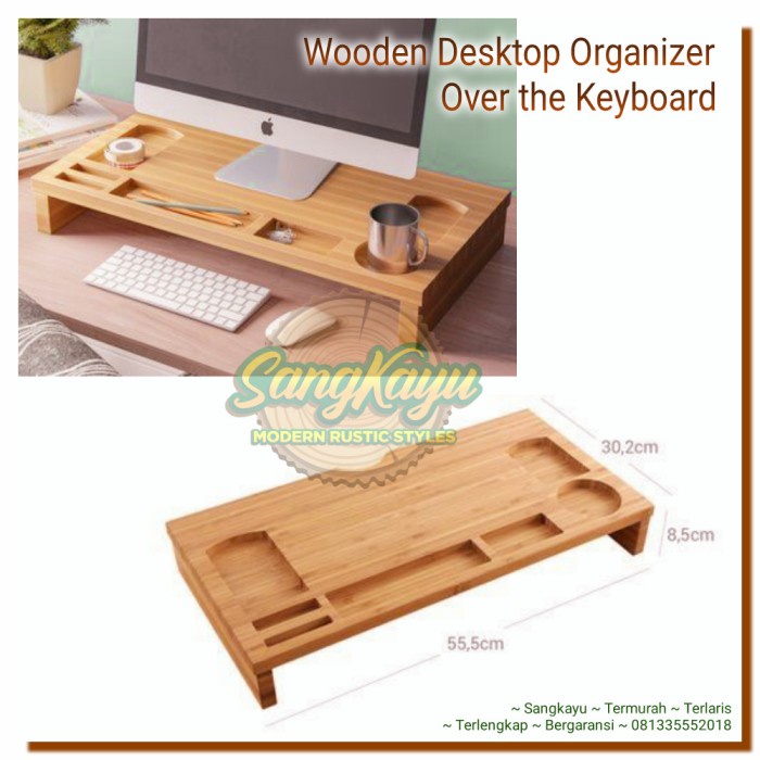 Wooden desktop organizer over keyboard organizer desktop kayu monitor2 - Kayu Mahoni