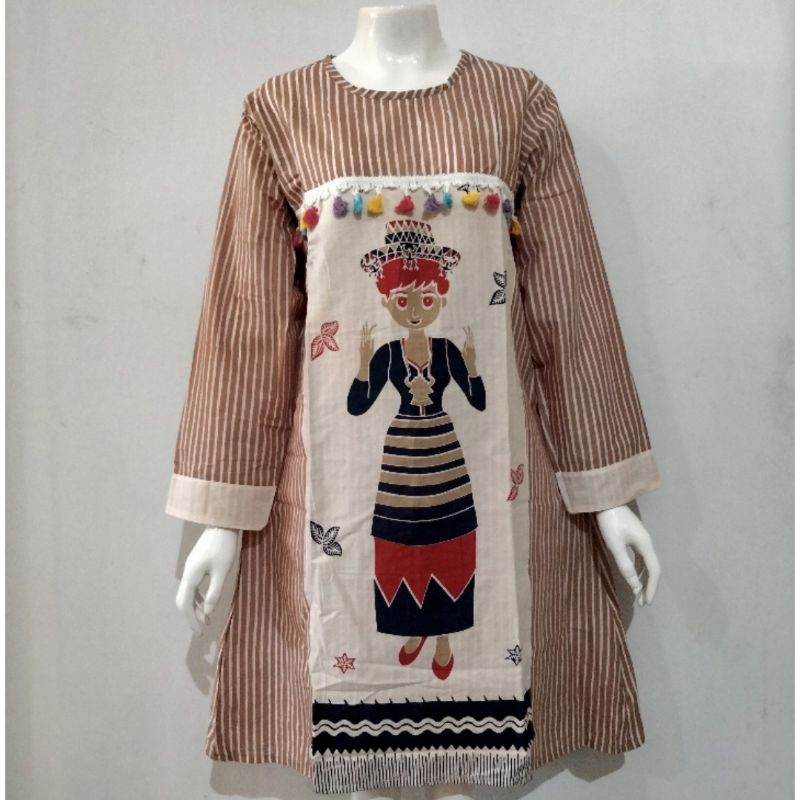 MITHA TUNIK BATIK MODERN| MITHA DRESS BATIK LURIK | TUNIK KRAH SHANGHAI